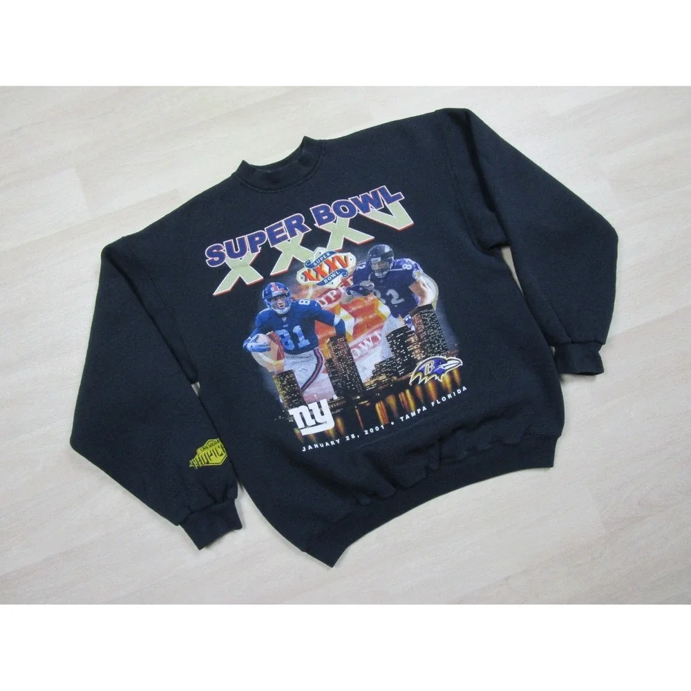 Vintage Super Bowl XXXV Crewneck Sweatshirt Adult (L) 01 Tropicana Ravens Giants